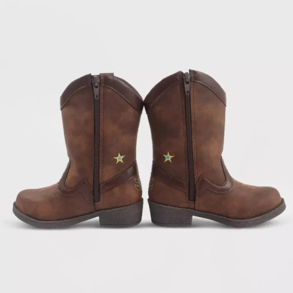 Disney Pixar Toddler Toy Story Woody Pull-on ZIp Up Cowboy Western Boot Brown 12